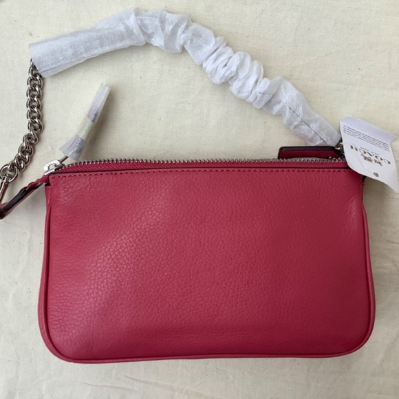 Coach Nolita 19 Leather Pouch Wristlet Strawberry with Silver Chain Hand… - Picture 5 of 13